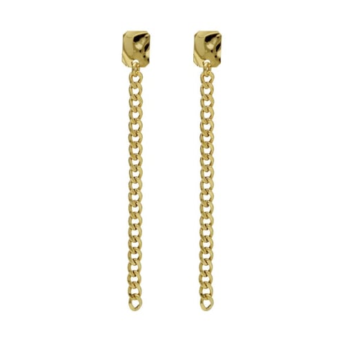 London gold-plated rectangle shape with curb chain earrings