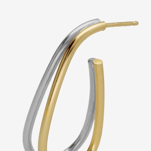 Copenhagen bicolor elongated shape double hoop medium earrings