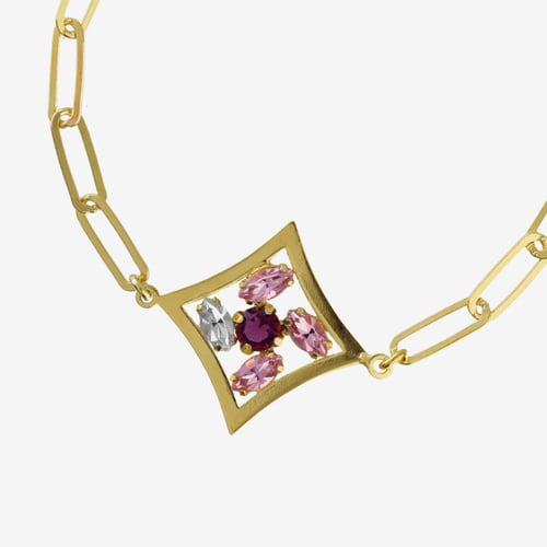 Paris gold-plated Amethyst rhommbus shape bracelet