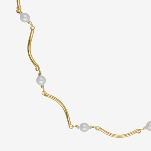 Milan gold-plated waves shape necklace with pearls