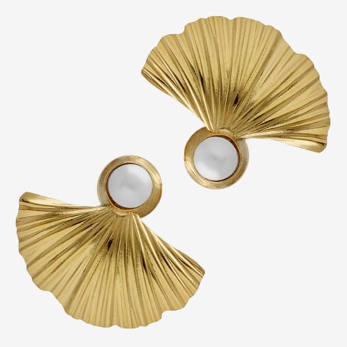Tokyo gold-plated shell shape earrings with a pearl
