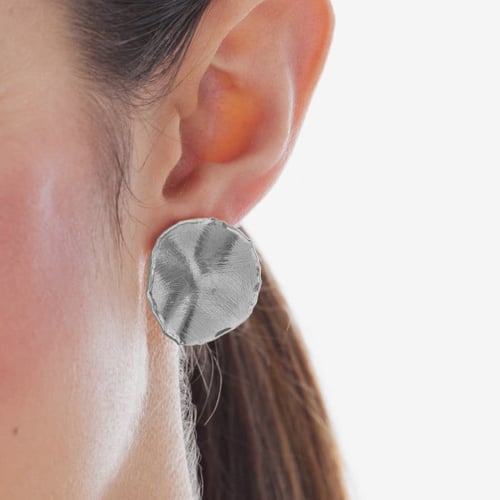 New York rhodium-plated satin-finish circle shape earrings