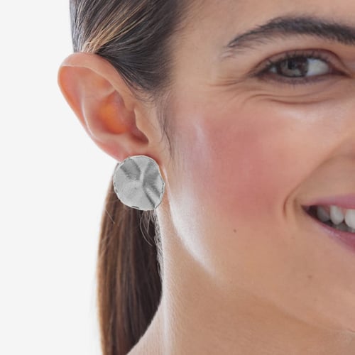 New York rhodium-plated satin-finish circle shape earrings