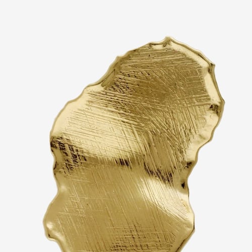 Pendientes oval irregular textura satinada bañados en oro en oro