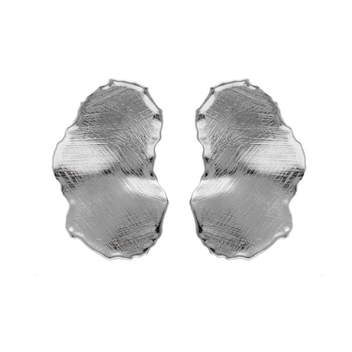 New York rhodium-plated satin-finish oval shape earrings