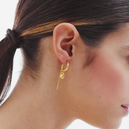 London gold-plated curb chain hoop earrings with rectangle charm