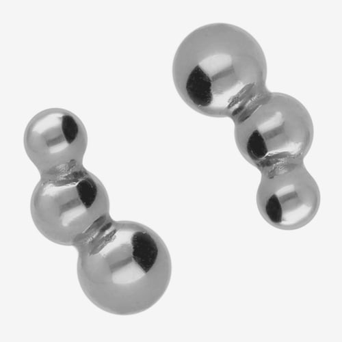 Copenhagen rhodium-plated triple spheres earrings