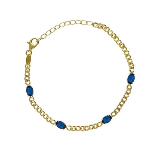 Cinnamon gold-plated adjustable bracelet with blue 4 crystals in oval shape