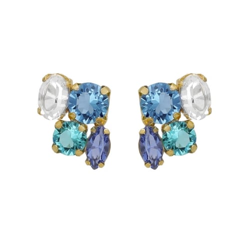 Lisbon gold-plated multicolor in blue tones earrings