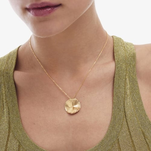 New York gold-plated satin-finish circle shape necklace