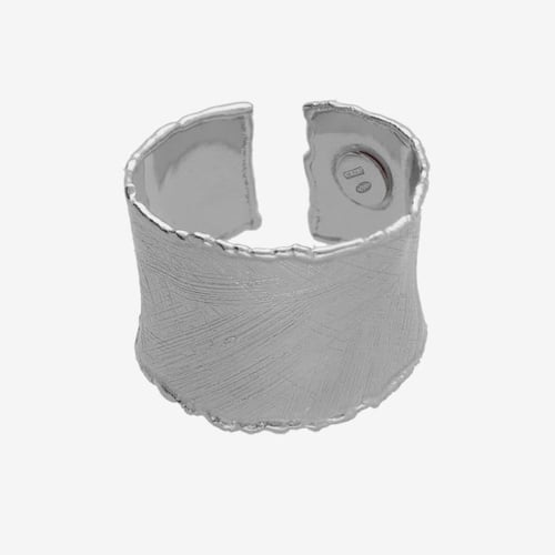 New York rhodium-plated satin-finish wide ring