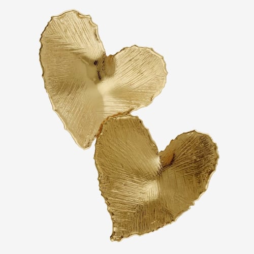 New York gold-plated satin-finish heart shape earrings