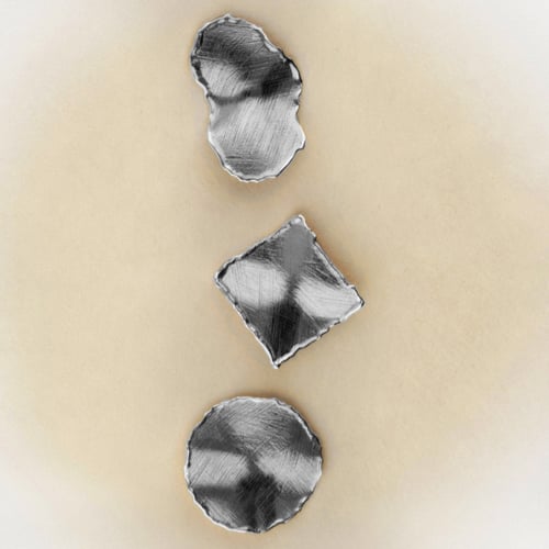 New York rhodium-plated satin-finish square shape earrings