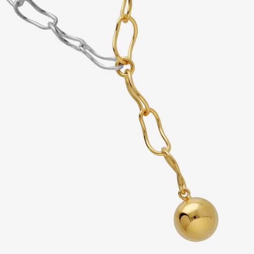 Copenhagen bicolor irregular chain tie necklace with a sphere