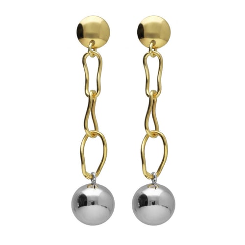 Copenhagen gold-plated irregular chain earrings with a sphere