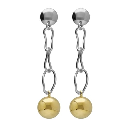 Copenhagen rhodium-plated irregular chain earrings with a sphere