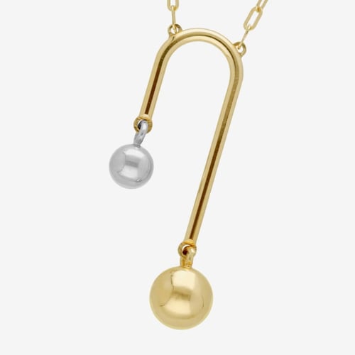 Copenhagen bicolor U shape necklace with 2 spheres