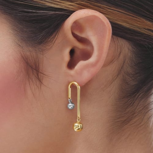 Copenhagen bicolor U shape earrings with 2 spheres