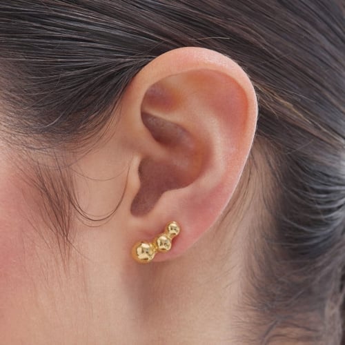 Copenhagen gold-plated triple spheres earrings