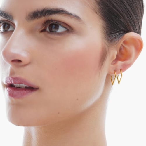 Paris gold-plated rhommbus hoop earrings