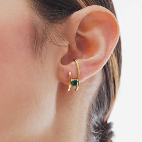 Paris gold-plated Emerald lobe cuff earrings