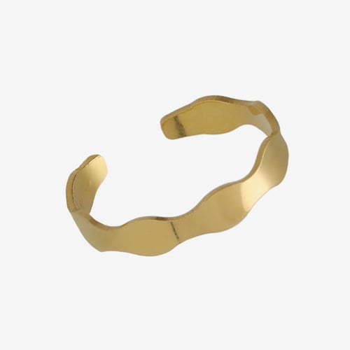 Tokyo gold-plated flat waves open ring