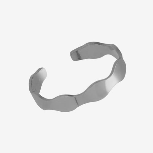 Tokyo rhodium-plated flat waves open ring