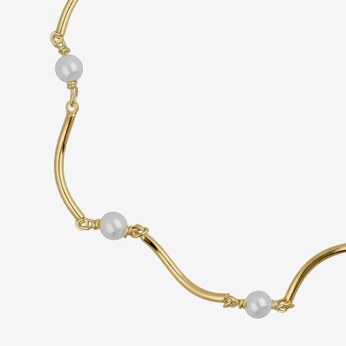 Milan gold-plated waves shape bracelet with pearls