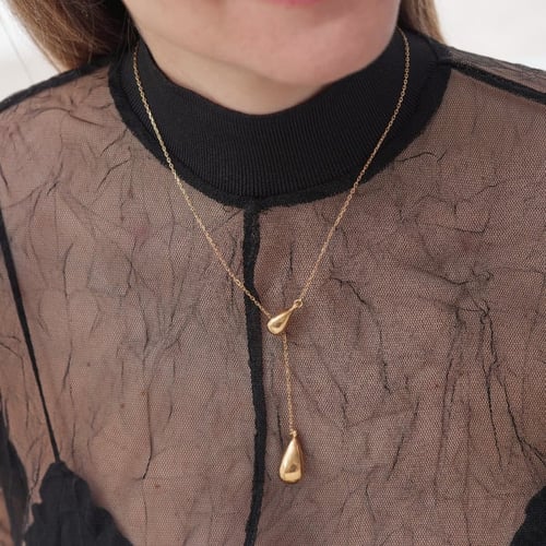 Eterna gold-plated doble drop tie necklace