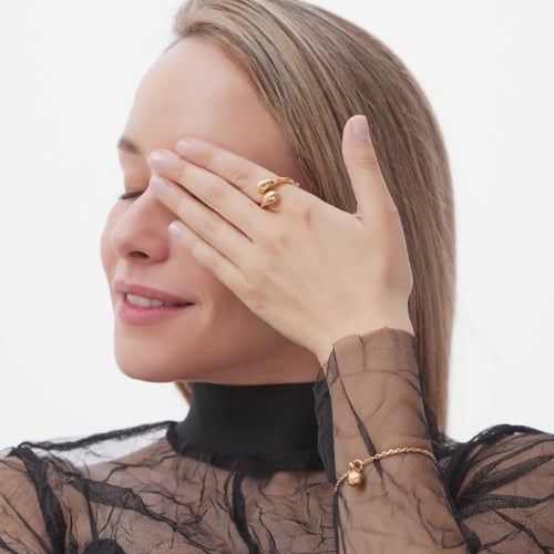 Eterna gold-plated doble drop ring
