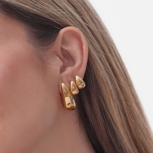 Eterna gold-plated drop short single earrings