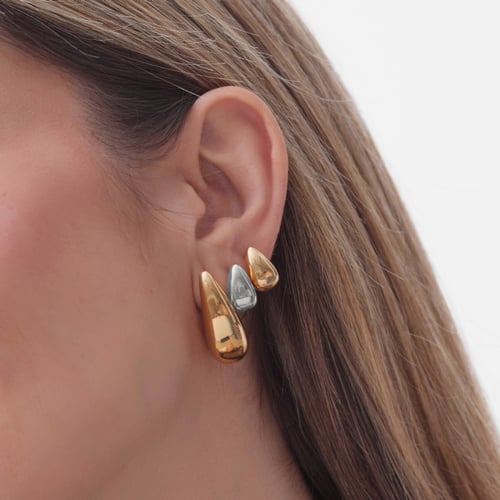 Eterna rhodium-plated drop short single earrings