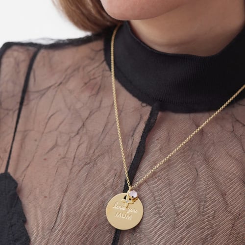 Mother powder rose necklace in gold plating