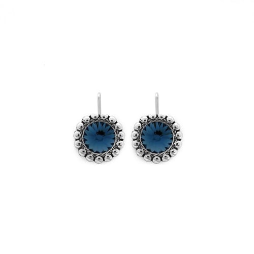 Etrusca round denim blue earrings in silver