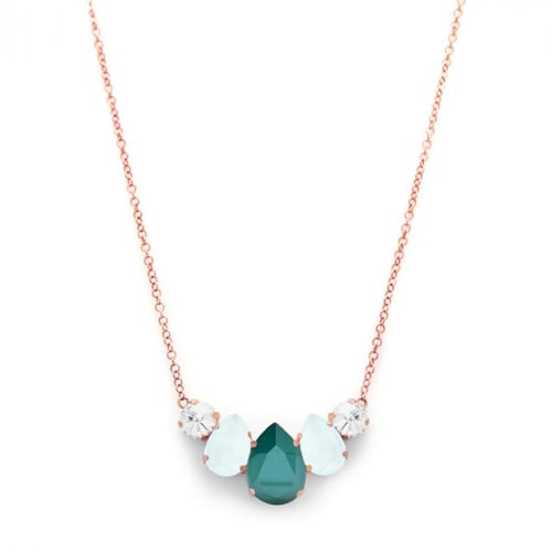 Celina tears royal green necklace in rose gold plating in gold plating