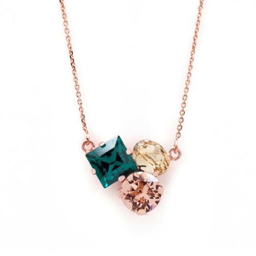 Celina triple emerald necklace in rose gold plating in gold plating