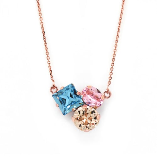 Celina triple aquamarine necklace in rose gold plating in gold plating