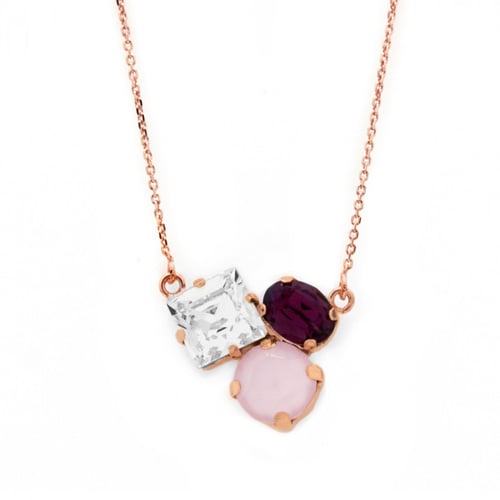 Celina triple crystal necklace in rose gold plating in gold plating