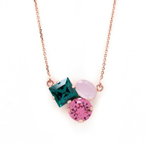 Celina triple emerald necklace in rose gold plating in gold plating