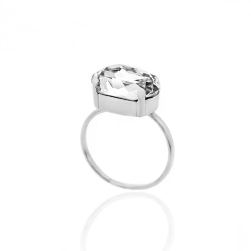 Celina oval crystal ring in silver