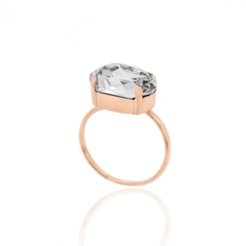 Celina oval crystal ring in rose gold plating in gold plating