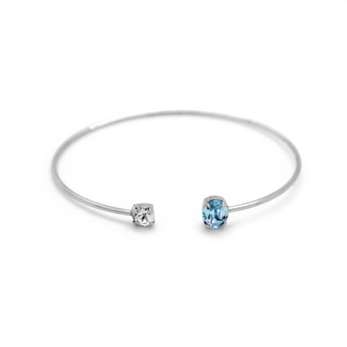 Celina oval aquamarine cane bracelet in silver