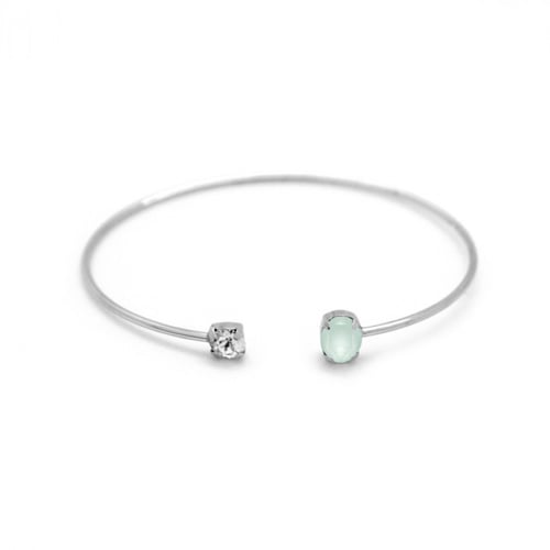 Celina oval powder green cane bracelet in silver