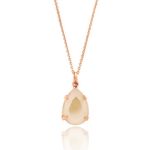 Celina tear ivory cream necklace in rose gold plating in gold plating