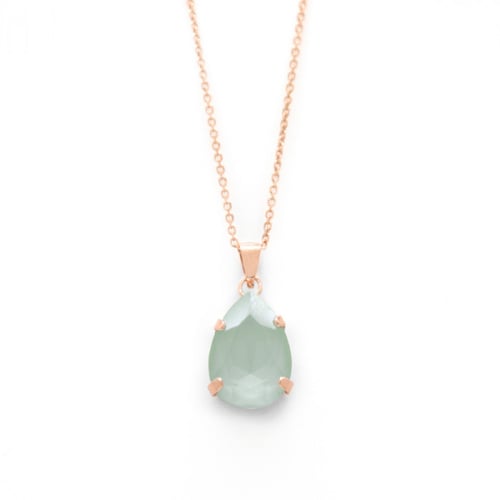 Celina tear mint green necklace in rose gold plating in gold plating