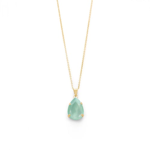 Celina tear mint green necklace in gold plating