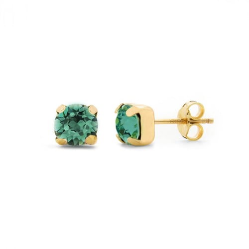 Pendientes redondos emerald de Celine Basic bañados en oro