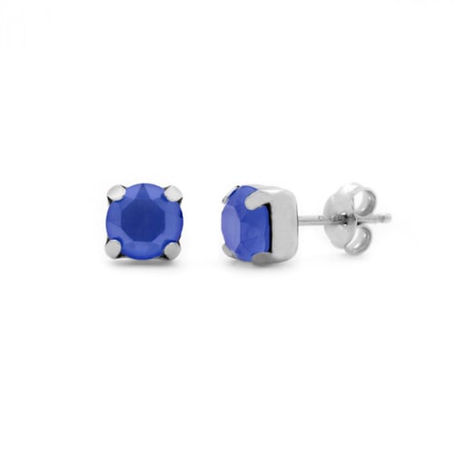 Basic round royal blue earrings in silver