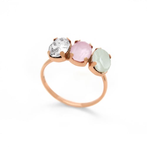 Celina triple crystal ring in rose gold plating in gold plating