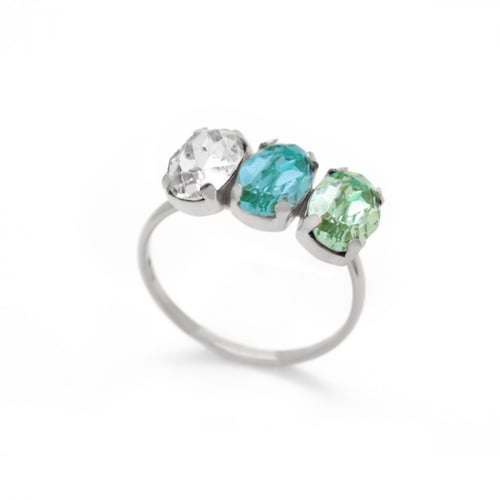 Celina triple light turquoise ring in silver